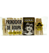 Prendedor de Madeira Roupa Gina c/12